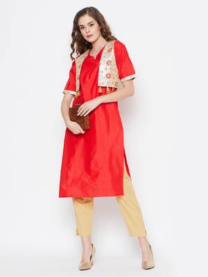 Red printed cotton cotton-kurtis 1