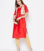 Red printed cotton cotton-kurtis