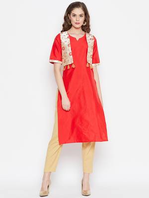 Red printed cotton cotton-kurtis 2