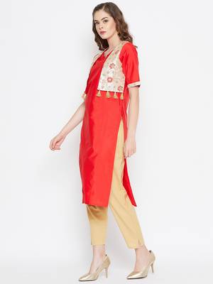 Red printed cotton cotton-kurtis 4