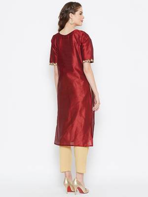 Maroon printed cotton cotton-kurtis 3