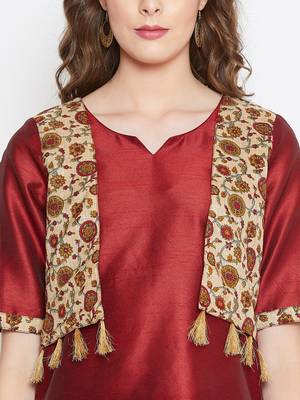 Maroon printed cotton cotton-kurtis 5