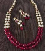 Red Semi Precious Onyx And Kundan Necklace