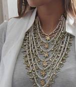 Gold Plated 7 Line Kundan Panchlada Rani Haar Necklace