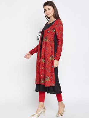 Black printed rayon ethnic-kurtis 4