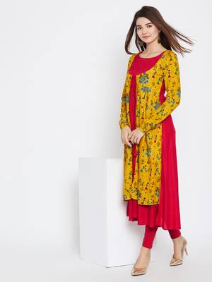 Red printed rayon ethnic-kurtis 1