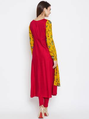 Red printed rayon ethnic-kurtis 3