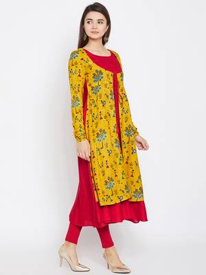 Red printed rayon ethnic-kurtis 4