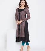 Black printed rayon ethnic-kurtis