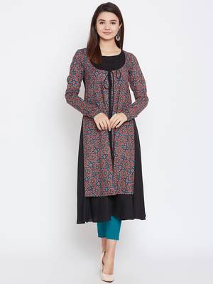 Black printed rayon ethnic-kurtis 2
