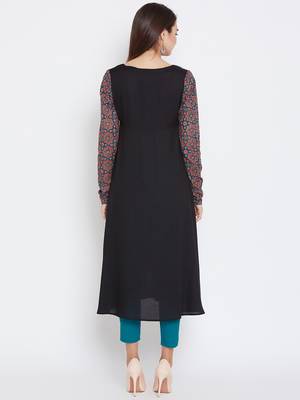 Black printed rayon ethnic-kurtis 3