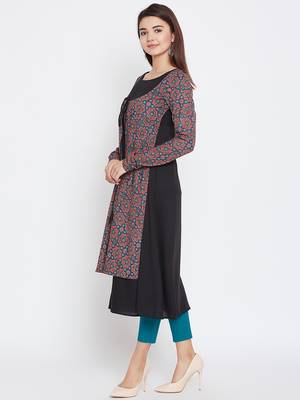Black printed rayon ethnic-kurtis 4