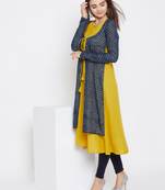 Yellow printed rayon ethnic-kurtis