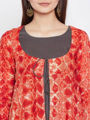 Dark-grey printed rayon ethnic-kurtis 5