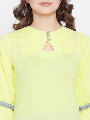Yellow plain rayon ethnic-kurtis 5