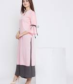 Light-pink plain rayon ethnic-kurtis