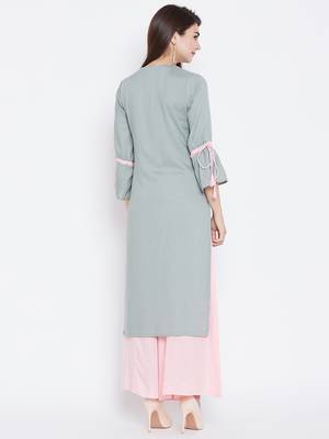 Grey plain rayon ethnic-kurtis 3