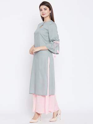 Grey plain rayon ethnic-kurtis 4
