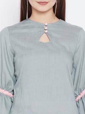 Grey plain rayon ethnic-kurtis 5