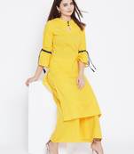Light-yellow printed rayon ethnic-kurtis