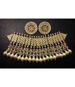 Gold Tone Kundan With Shell Pearls Choker Set