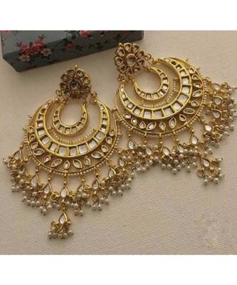 Gold Tone Kundan Inspired Pearl Chandbali 1
