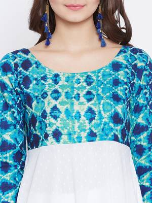 White printed rayon long-kurtis 5