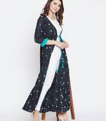 Navy-blue printed cotton kurtas-and-kurtis