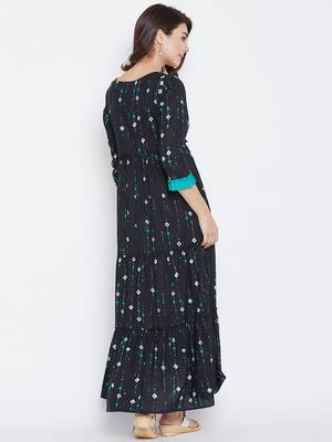 Navy-blue printed cotton kurtas-and-kurtis 3