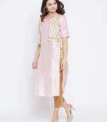 Light-pink printed silk kurtas-and-kurtis