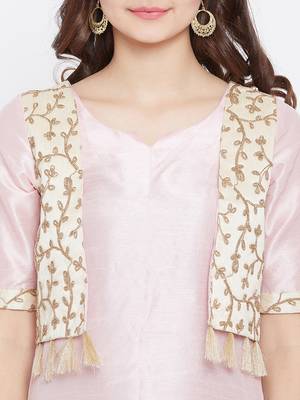 Light-pink printed silk kurtas-and-kurtis 5