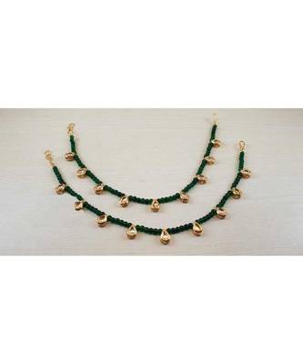 Green Gold Tone Kundan Anklets 1