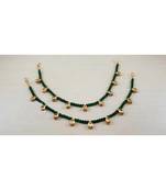 Green Gold Tone Kundan Anklets
