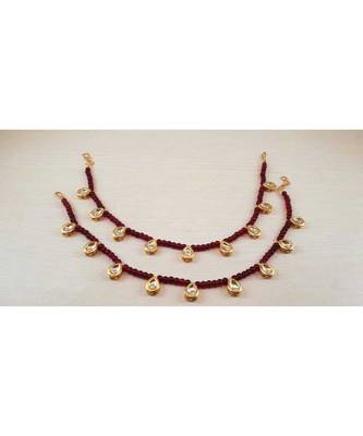 Red Gold Tone Kundan Anklets 1