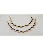 Black Gold Tone Kundan Anklets
