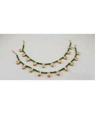 Green Gold Tone Kundan Anklets 1