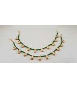 Green Gold Tone Kundan Anklets