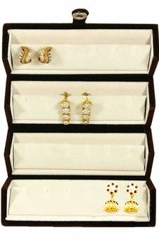 atorakushon   Velvet Combo Jewellery Box Ring Box Earrings Necklace Organiser for Women's 1pcs  (Cream)