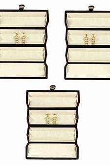 atorakushon   Velvet Combo Jewellery Box Ring Box Earrings Necklace Organiser for Women's 3pcs  (Cream)