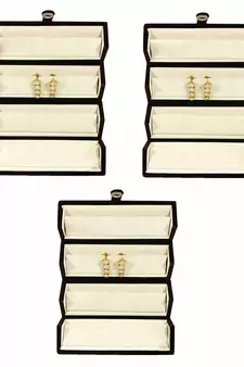 atorakushon   Velvet Combo Jewellery Box Ring Box Earrings Necklace Organiser for Women's 3pcs  (Cream)