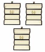 atorakushon   Velvet Combo Jewellery Box Ring Box Earrings Necklace Organiser for Women's 3pcs  (Cream)
