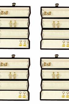 atorakushon   Velvet Combo Jewellery Box EarrRing Box Earrings Necklace Organiser for Women's 4pcs (Cream)