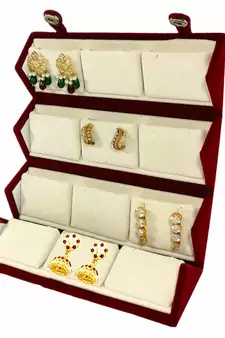 atorakushon   Velvet Combo Jewellery Box Ring Box Earrings Necklace Organiser for Women's 1pcs  (Cream)