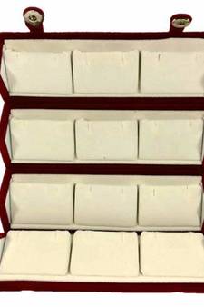 atorakushon   Velvet Combo Jewellery Box Ring Box Earrings Necklace Organiser for Women's 2pcs  (Cream)