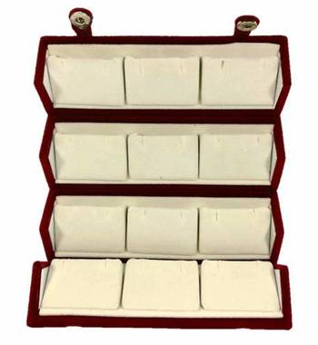 atorakushon   Velvet Combo Jewellery Box Ring Box Earrings Necklace Organiser for Women's 2pcs  (Cream) 4