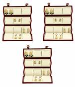 atorakushon   Velvet Combo Jewellery Box Ring Box Earrings Necklace Organiser for Women's 3pcs  (Cream)