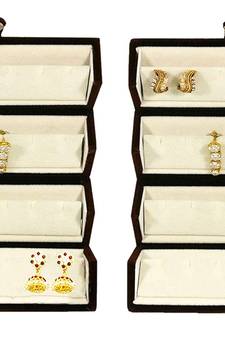 atorakushon   Velvet Combo Jewellery Box Ring Box Earrings Necklace Organiser for Women's 2pcs  (Cream)