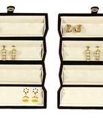 atorakushon   Velvet Combo Jewellery Box Ring Box Earrings Necklace Organiser for Women's 2pcs  (Cream)