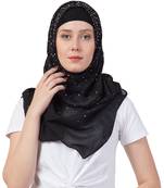 Black Cotton Designer Hijab Stole For Women