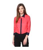 Women's Red Cotton Formal Shirt